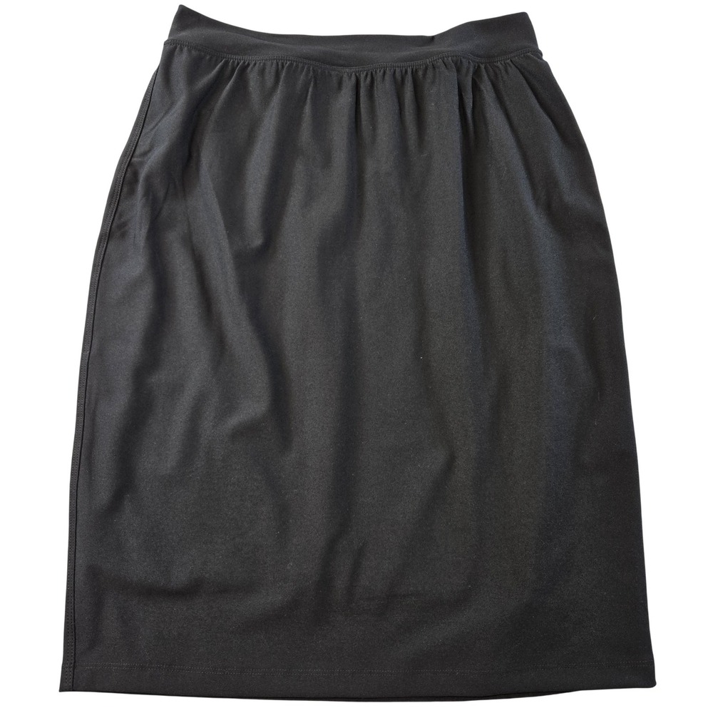 Spanx Skirt Womens L Black Straight Pencil Knee Length Lined Elastic Waist